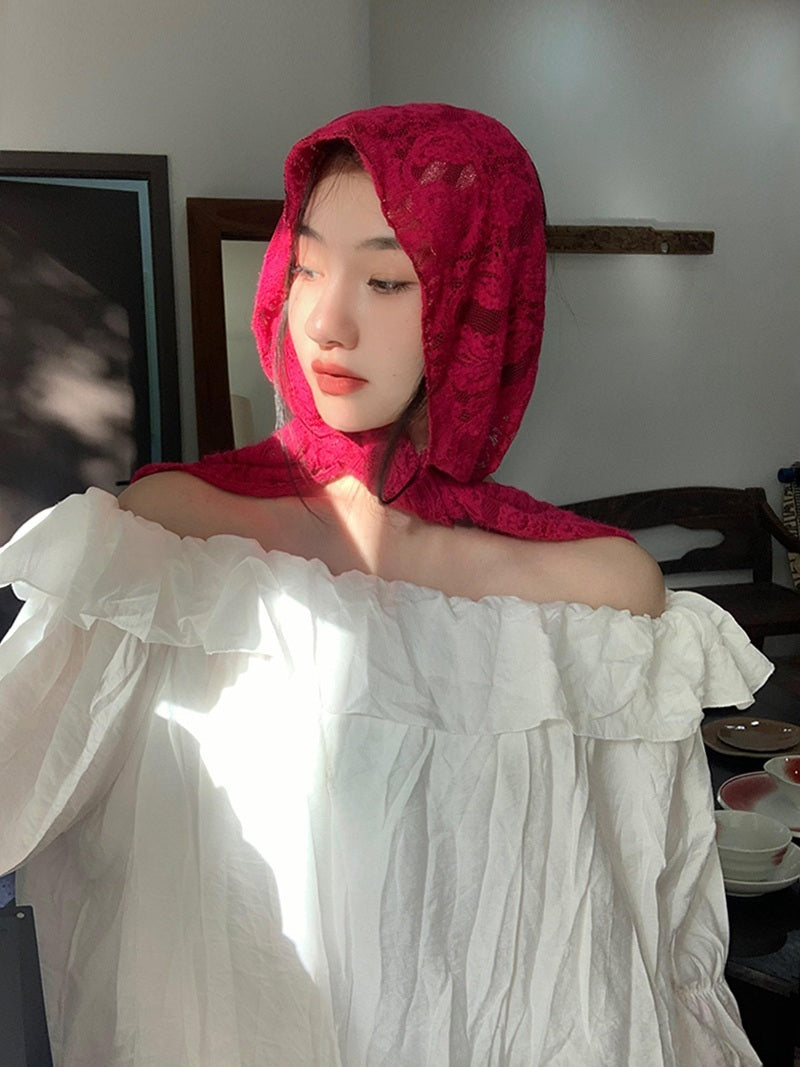 후드스카프 레이스 두건 휴양지 롱 머플러 헤어벤드 햇빛가리개 JIKTEM BD4091010