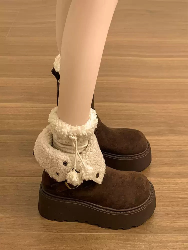 털부츠 키높이 스노우 방한 숏부츠 둥근코 JIKTEM WD4121107