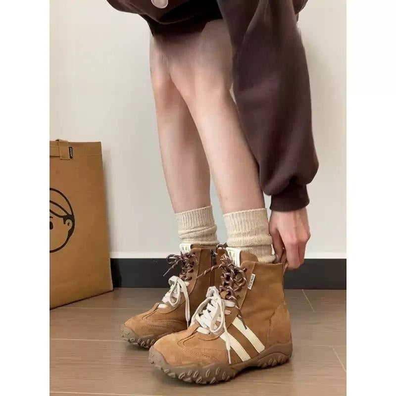 6cm 키높이 단화 하이탑 스니커즈 숏부츠 스웨이드 JIKTEM WJ5011409