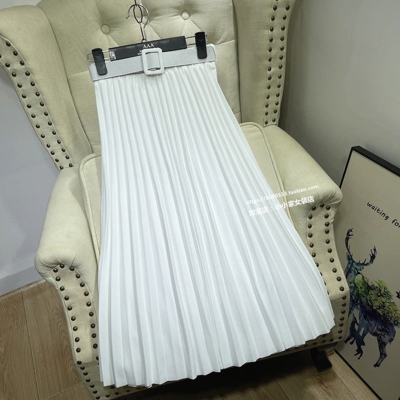 주름치마 15컬러 허리벨트 하이웨스트 고품격 쉬폰 롱 플스커트 슬림핏 JIKTEM BJ5022808