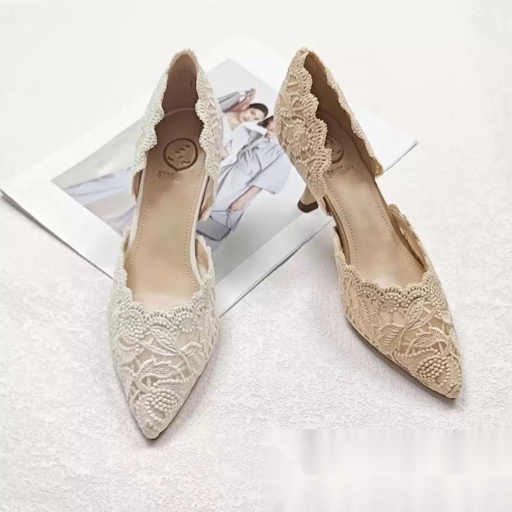 웨딩슈즈 레이스 6cm 스티레토 신부 드레스 구두 JIKTEM WW5031807