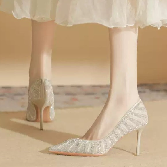 웨딩슈즈 8cm 스틸레토 블링 구슬 신부드레스구두 JIKTEM WW5031808