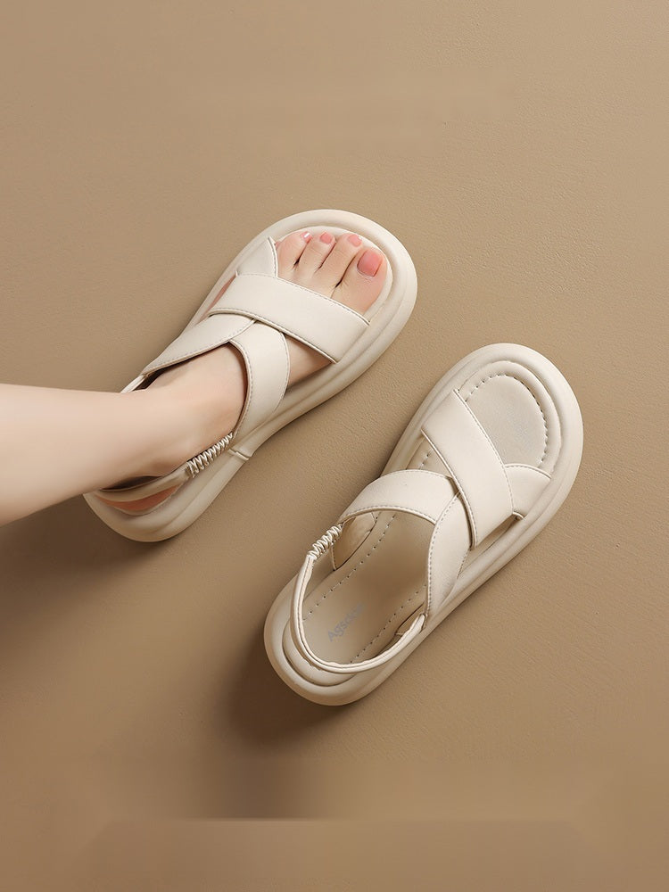 발편한 샌들 4cm 스트랩 쿠션 캐주얼 샌들 JIKTEM BJ5052013