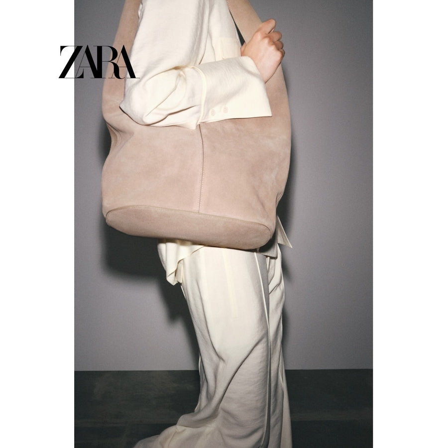 ZARA 정품 스웨이드 쇼핑백 숄더백 여대생 데일리 가방 버킷백 JIKTEM BW5052409