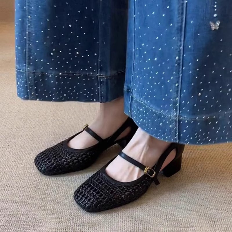 여름 블로퍼 구멍 통기성 편직 복고풍 4.5cm 여름 데일리슈즈 JIKTEM WW5062612