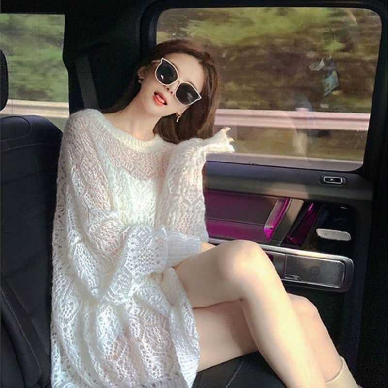 펀칭니트 긴팔티 나시 세트 그물 망사 스웨트 비치룩 JIKTEM BJ5070707
