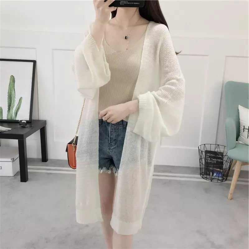 1+1 니트티 시스루 여름 그물 망사 뜨개 롱 스웨터 가디건 JIKTEM BJ5070710