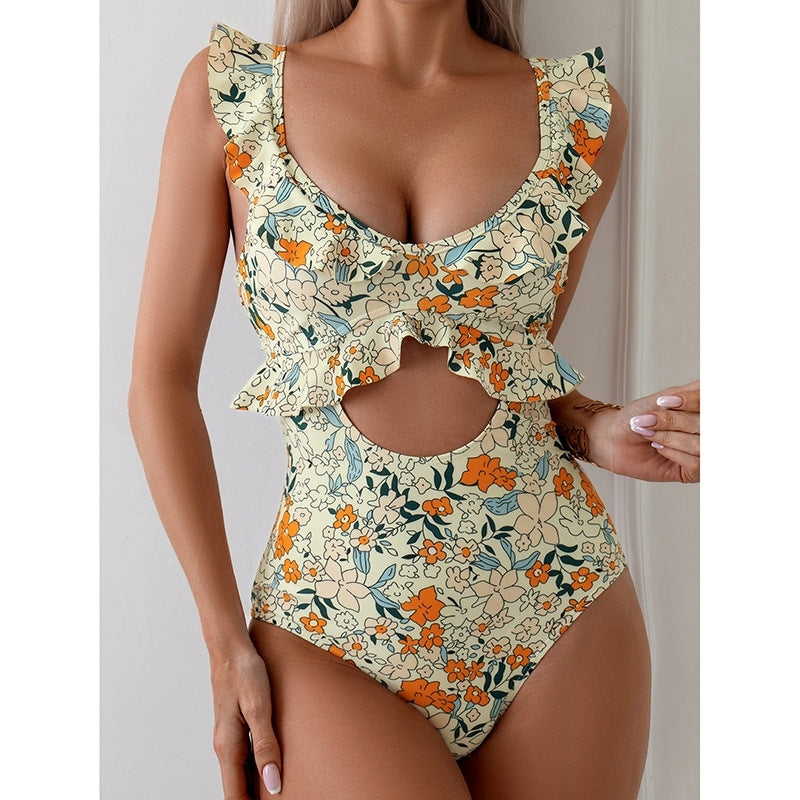수영복 플라워 프릴 일체형 플라워 비치웨어 수영강습 JIKTEM WW5072426