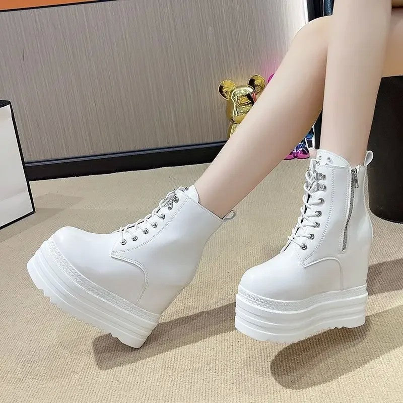 통굽 숏부츠 워커화 가보시 펌프스힐 키높이 워커화 JIKTEM BW5080820
