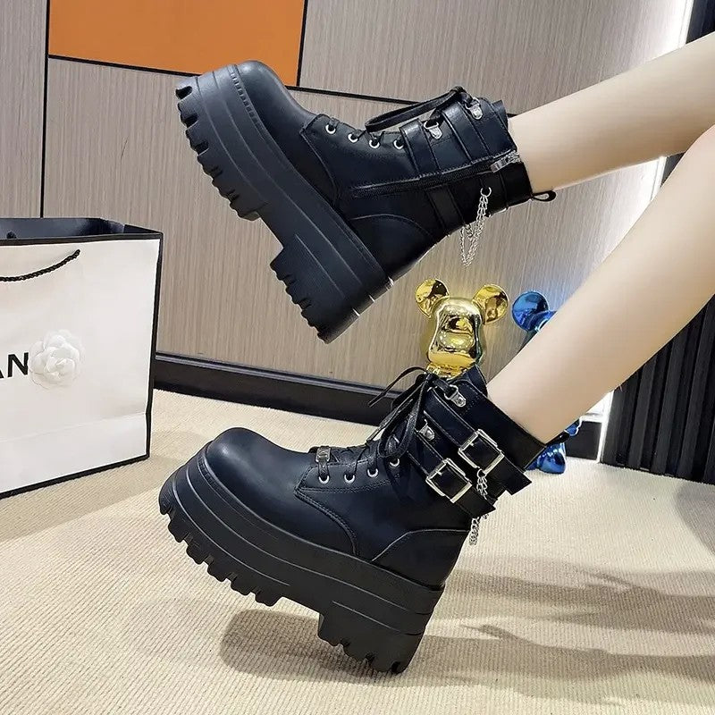 9cm 통굽 숏부츠 키높이 워커화 플랫폼 키높이 슈즈 JIKTEM BW5080818