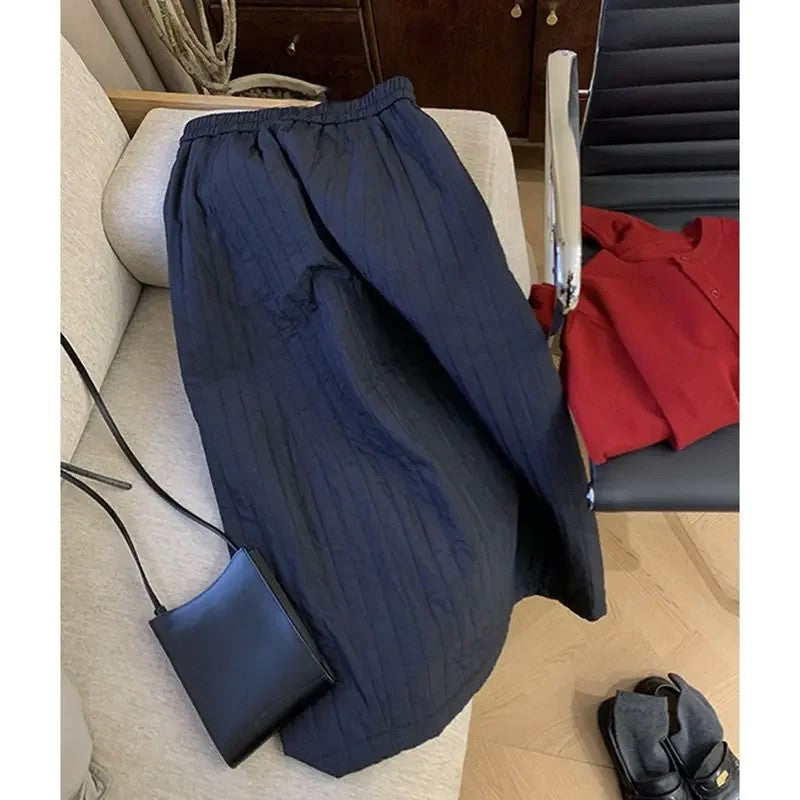 누빔 롱치마 경량 패딩 스커트 JIKTEM BJ5111408