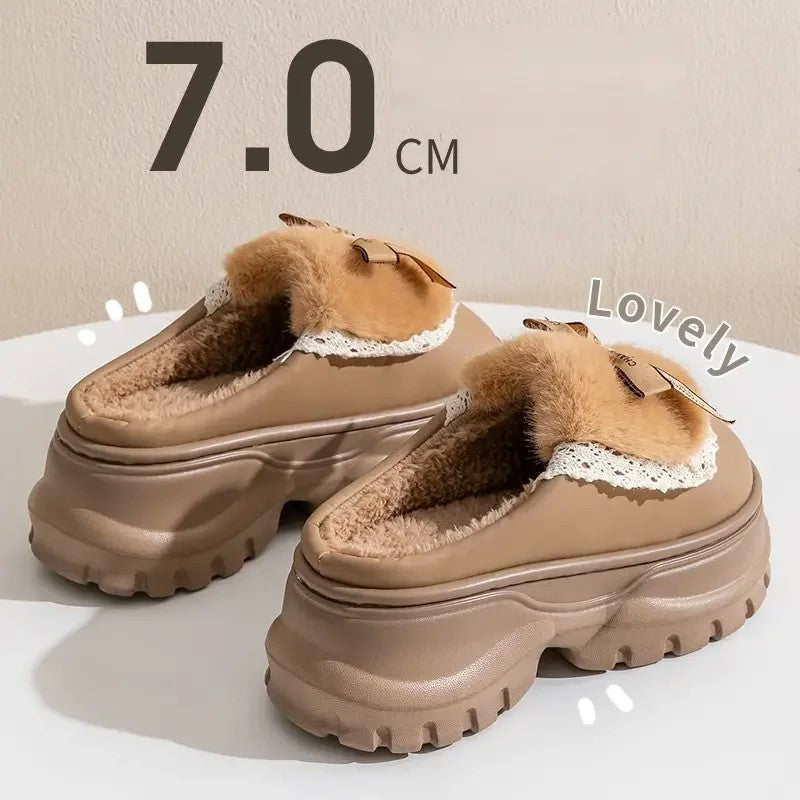 키높이 털 슬리퍼 7cm 퍼 실내화 통굽 겨울 뮬 샌들 JIKTEM WW5112227