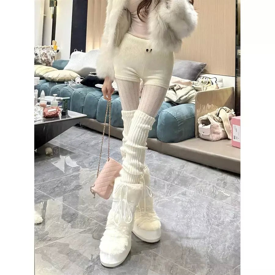 여성 퍼부츠 패션 댄스 슈즈 통굽 키높이 스노우부츠 JIKTEM WW5123003