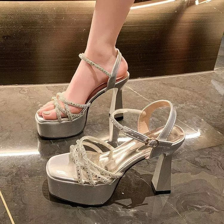 웨딩슈즈 10.5cm 스트랩 샌들 하이힐 웨딩구두 발편한 드레스구두 6D0201