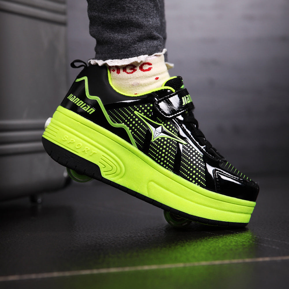 Q1021412 키즈 어린이 메쉬 롤러슈즈 LED라이팅 운동화 더블휠 바퀴달린 스니커즈