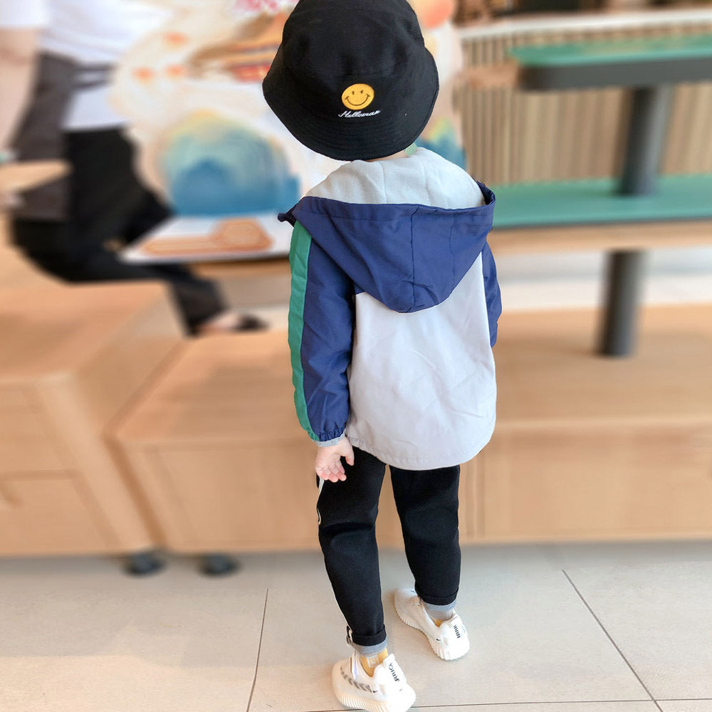 Q1032030 남아 후드 봄재킷 약기모 바람막이 아기공룡 배색 캐주얼 점퍼