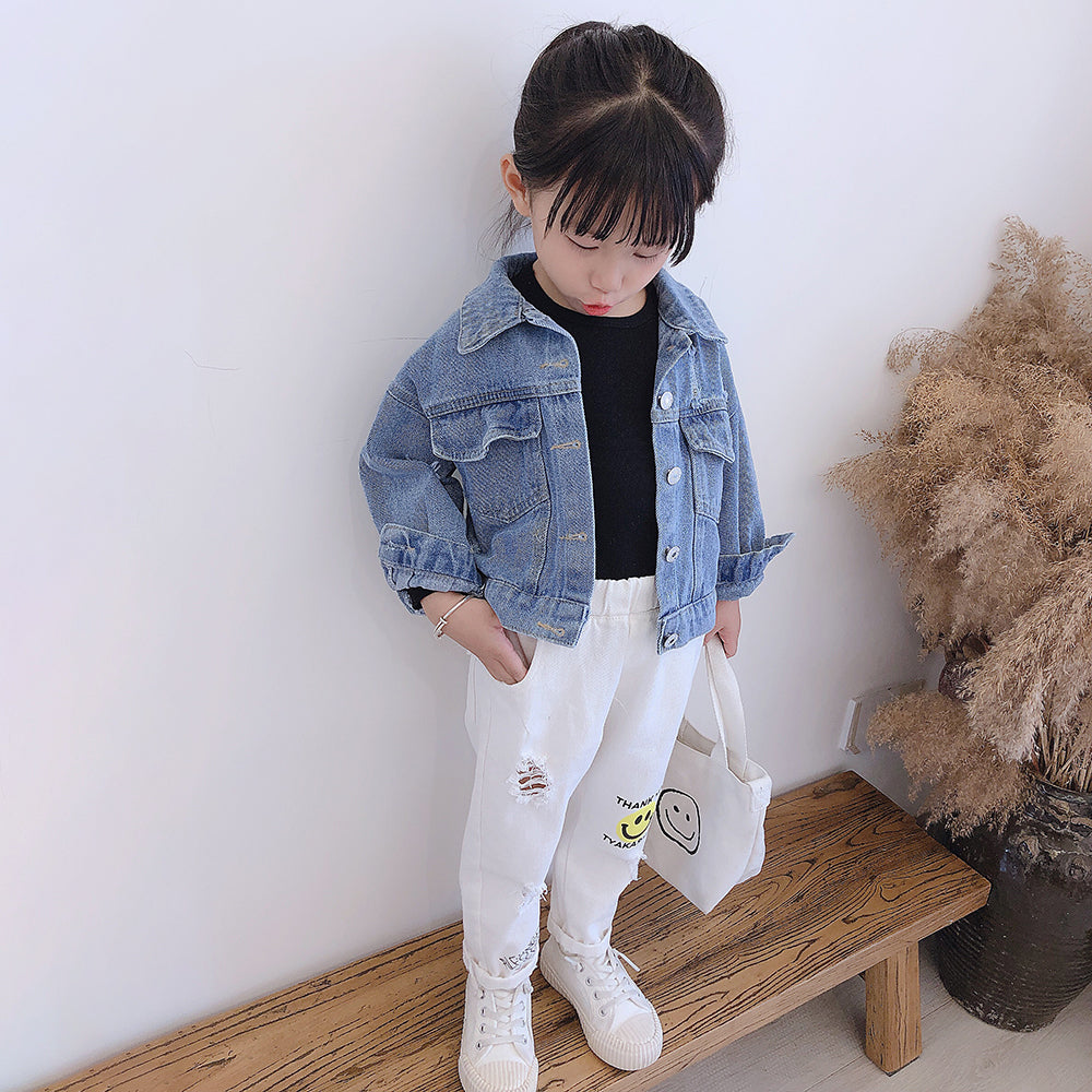 Q1032049 공주님 플라워 데님 재킷 청자켓 봄가을 스쿨룩 데일리룩