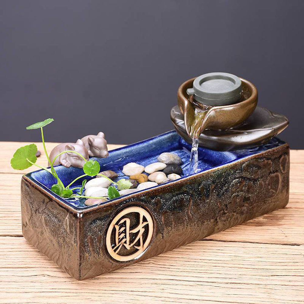 천연가습기 인공폭포 사무실 장식소품 복돼지선물 Q1091771