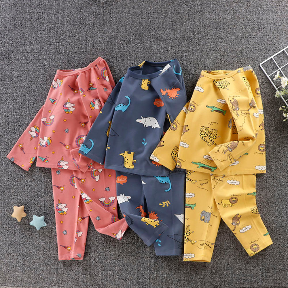 공룡 순면 실내복세트 기린 사자 캐릭터 내복 Q1102175