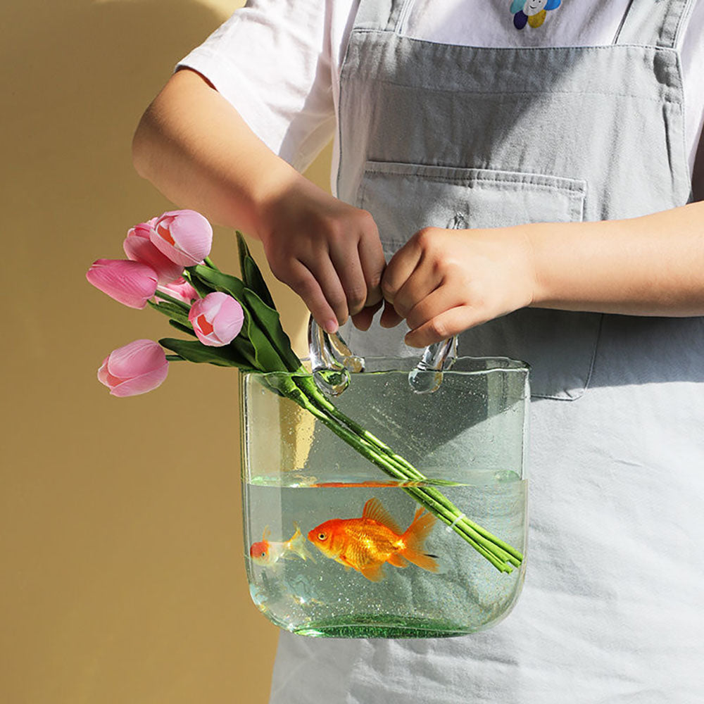 인테리어 가방 화병 꽃병 유리 미니어항 Q1120939