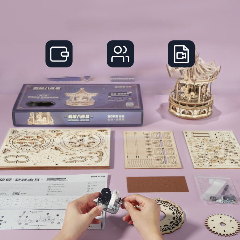 3D 입체 목재 퍼즐 오르골 DIY 조립 거실 안방 소품 Q2032203
