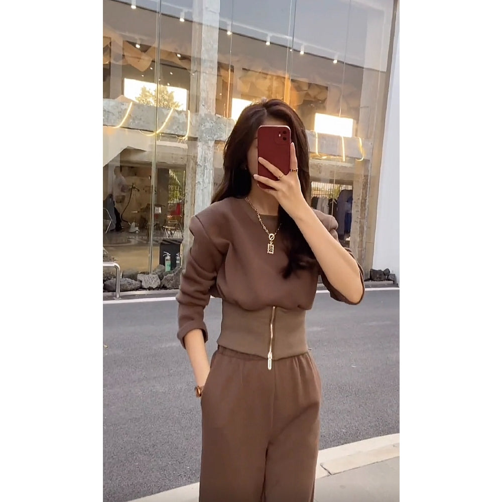 루즈핏 니트투피스 바지 골지 와이드 상하세트 BQ2091517
