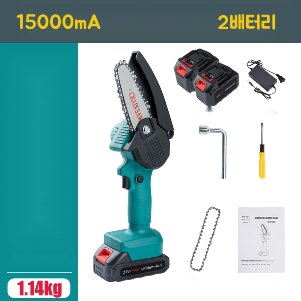 직템 6인치 미니 전기톱 전동체인 톱 목재 절단용 나무 손질용 핸디형 소형 전기톱 WK2101312