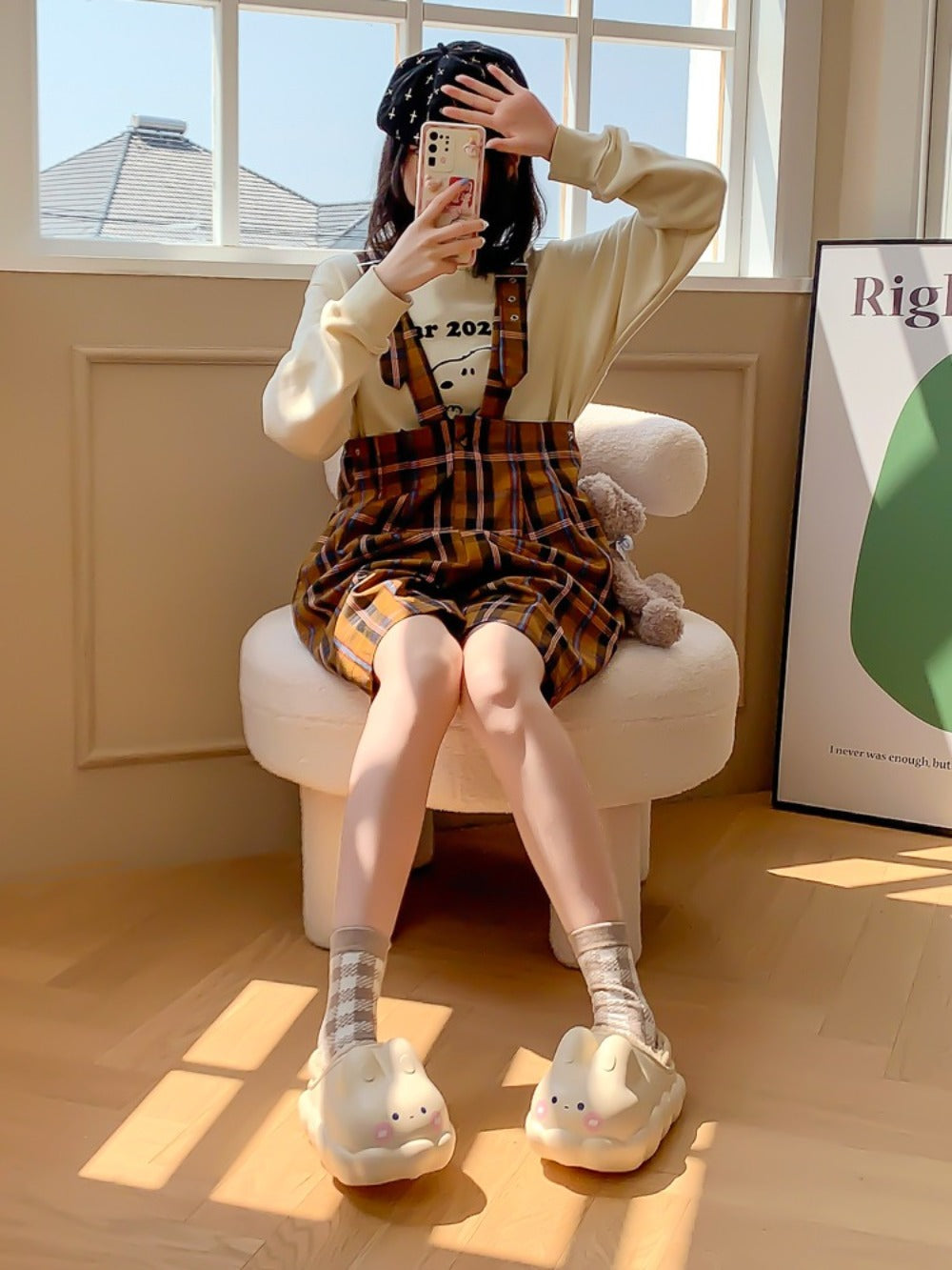 귀여운 따뜻한 털슬리퍼 키높이 겨울 발편한 실내 신발 BY2102606