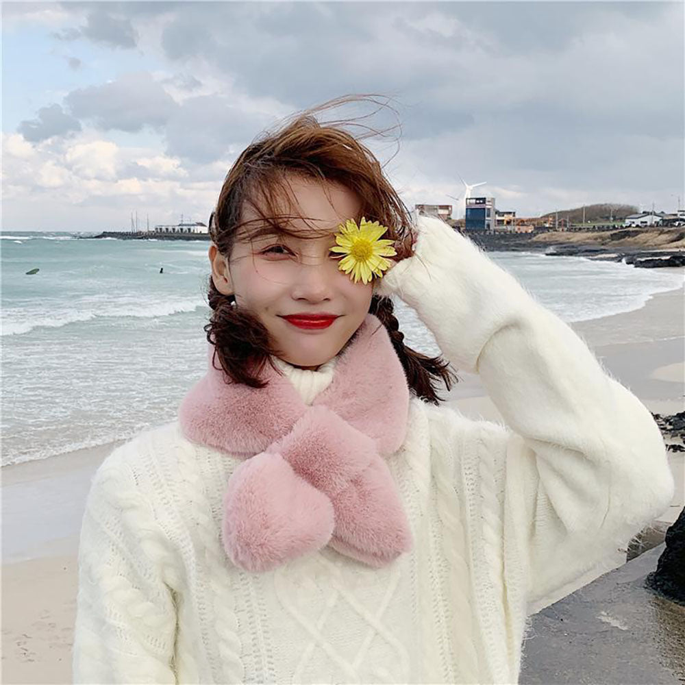 목도리 숏머플러 Q1110429 토끼털 페이크퍼