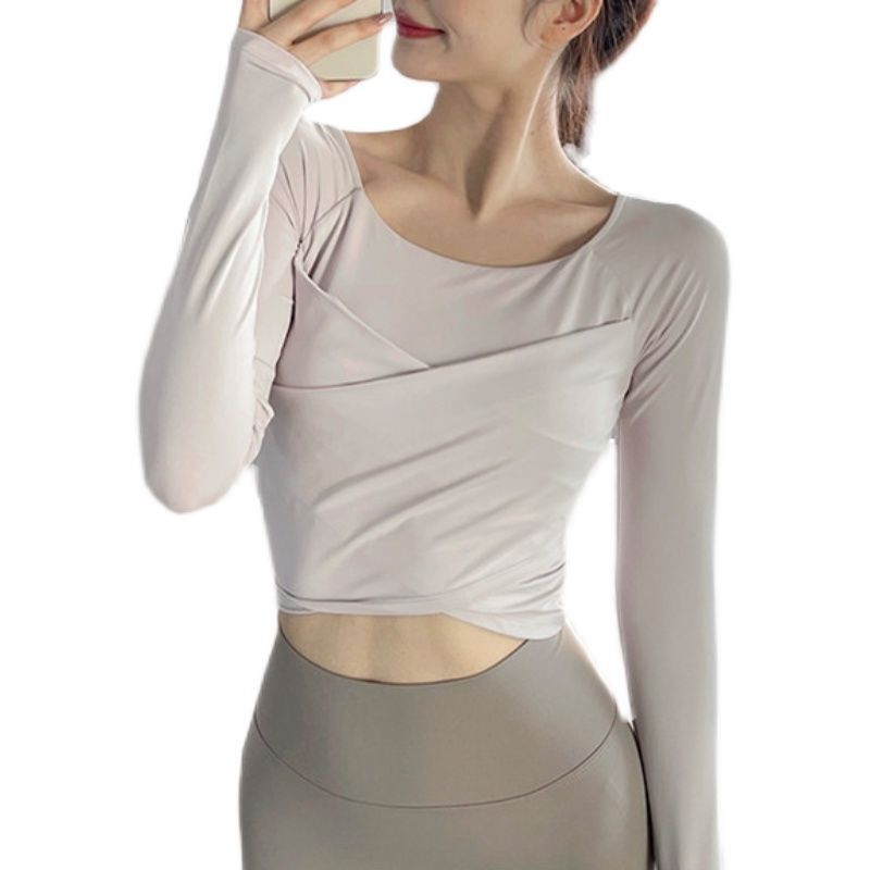 티셔츠 현대무용 불규칙 요가 Q2030224 상의 클래식 긴팔 크롭