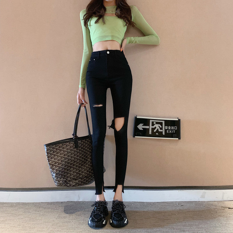 생지데니 흑청 구제데님 스키니진 부츠컷 언발핏 D2030416