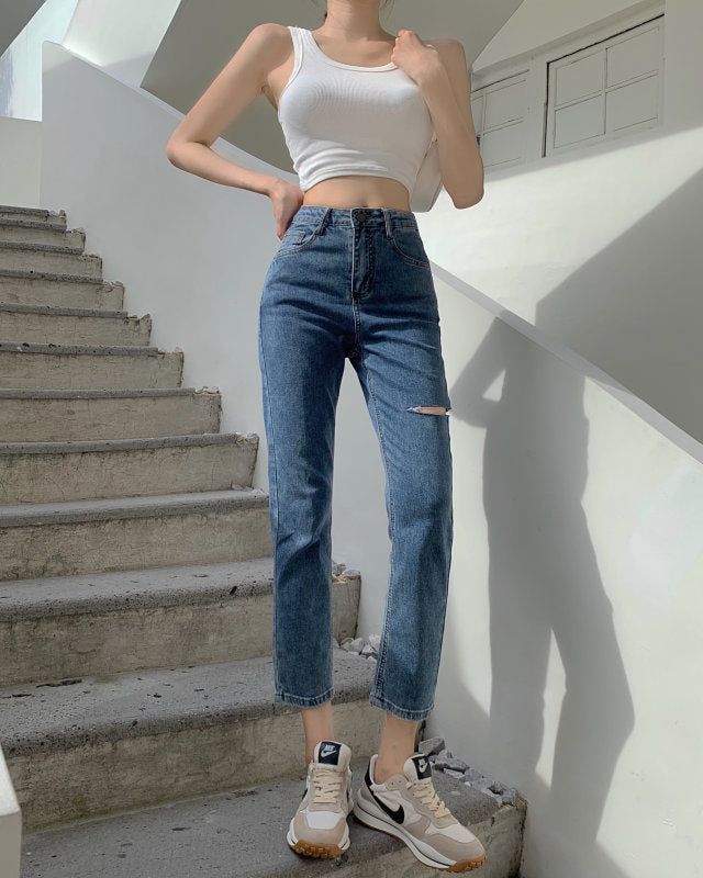 슬랙스 포켓청바지 D2030418 찢청 생지데님 봄팬츠