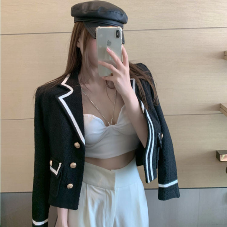 블랙 트위드 숏자켓 봄가을 L1092912 캐주얼 정장 여성 자켓