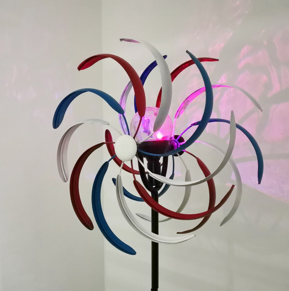 새쫓는 W2022206 무지개 태양열정원등 철제바람개비 태양광전등 빈티지