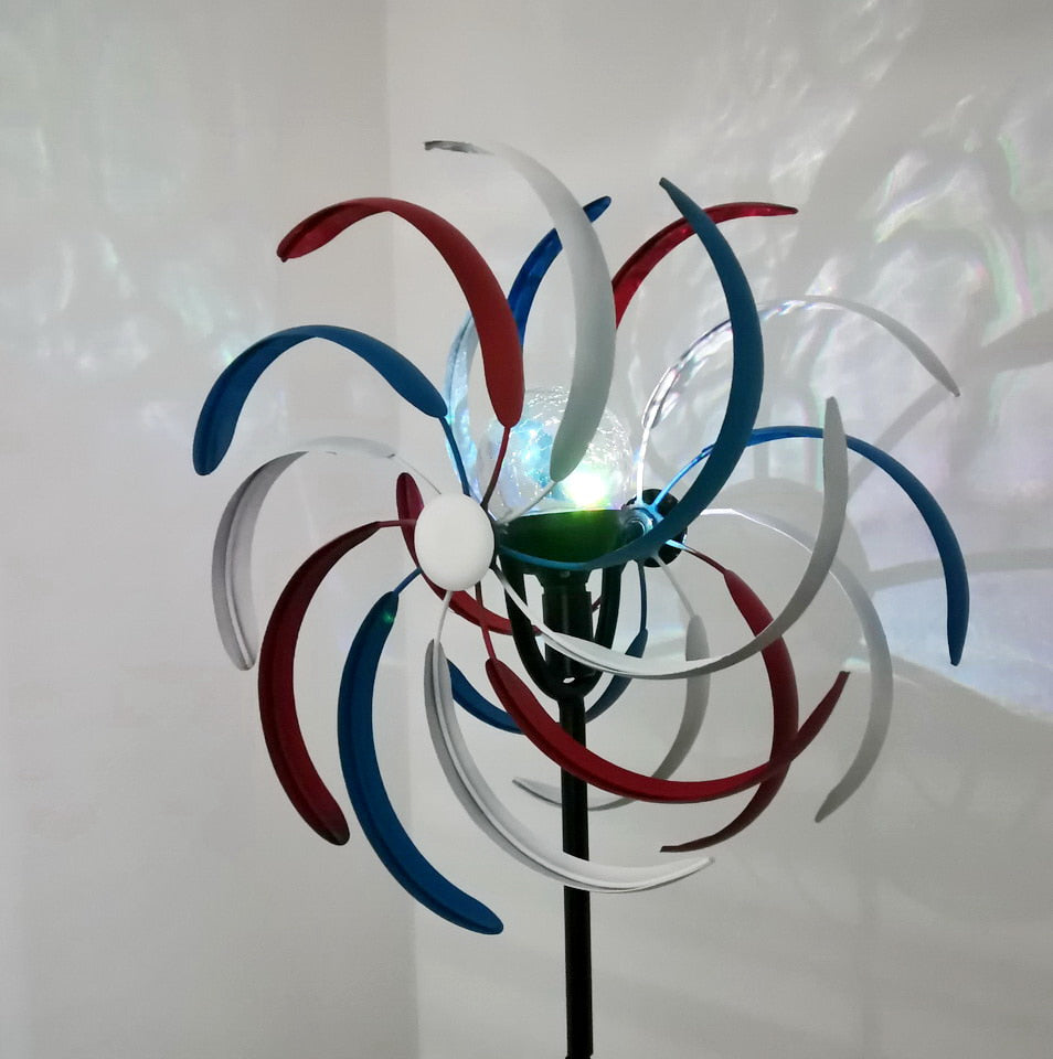 W2022209 빈티지 태양열정원등 철제바람개비 무지개 새쫓는 태양광전등