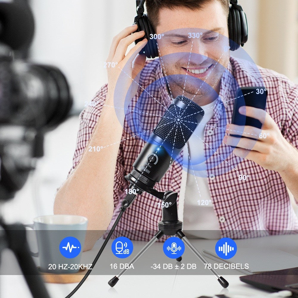 USB 마이크 콘덴서 스탠드 라이브 스트리밍 녹음 마이크 WD3021506