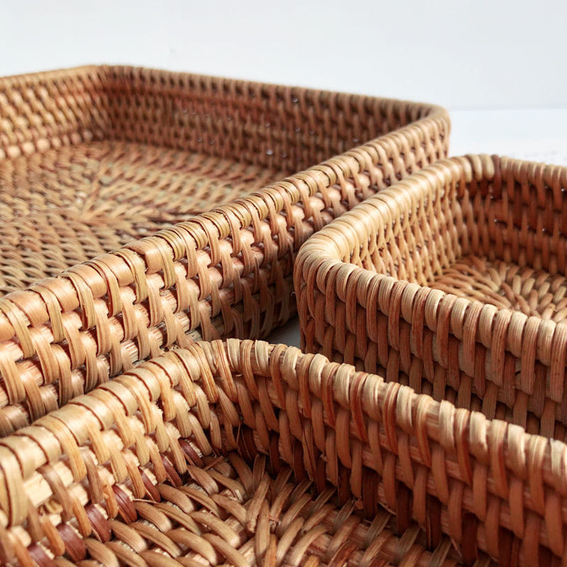 바스켓 편백 복고풍 D2041113 수납 3종세트 사각쟁반