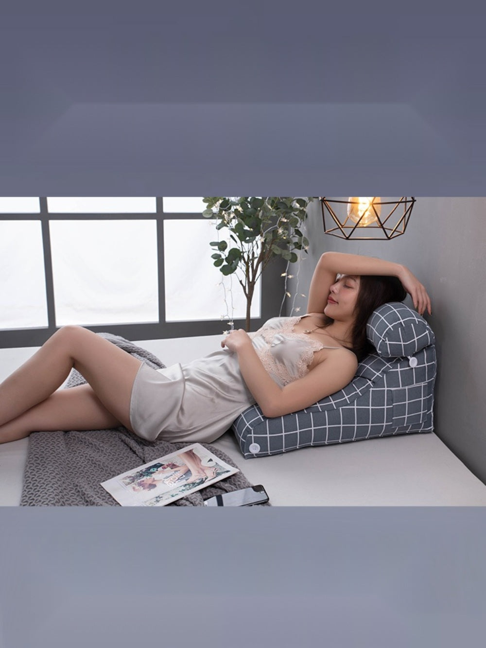 침대 헤드 등받이 쿠션 삼각 대형 휴식 쿠션 세탁 가능 BY3032216