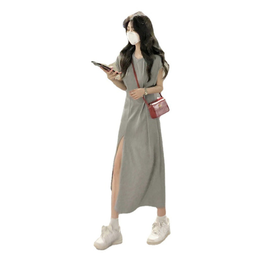 캐주얼 원피스 롱 간편외출 홈웨어 키큰여자 옆트임 루즈핏 반팔 BQ3042801
