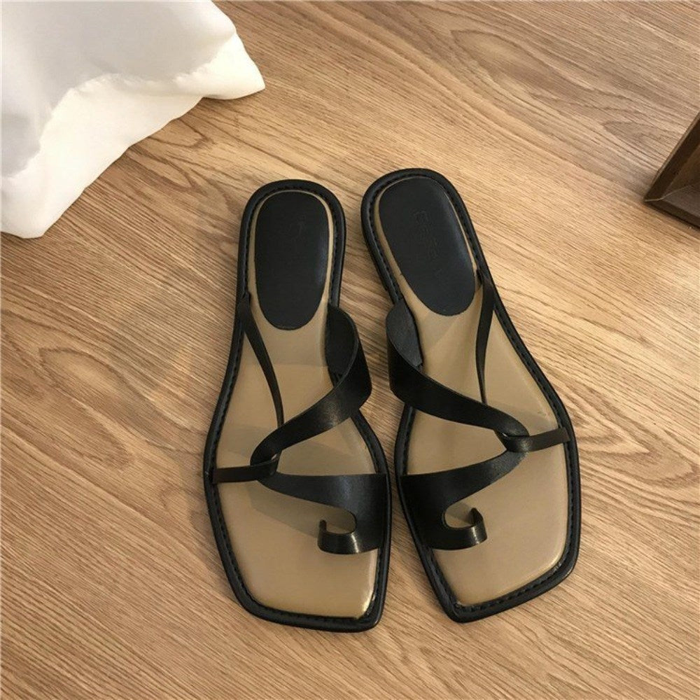 심플코디 슬립온 꼬임 스트랩 샌들 발편한 뮬 쪼리 패션 캐주얼 BQ3052324