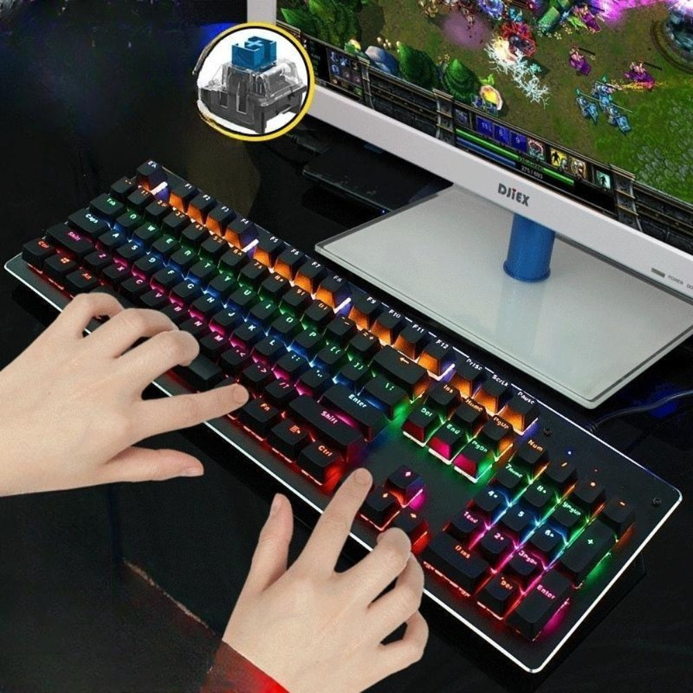 RGB 기계식 녹색축 저소음 키보드104키 게이밍 키보드 WY3060108