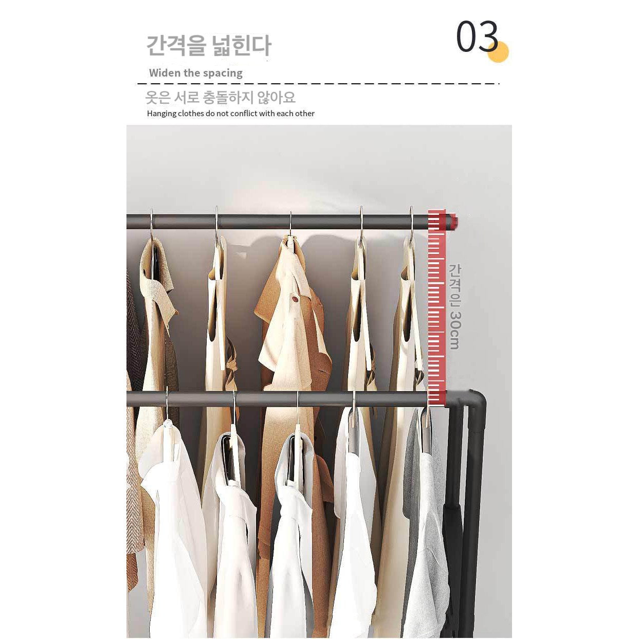 가정용 3단 스탠드옷걸이 이동식행거 간이 옷장 옷걸이 JIKTEM J4021906