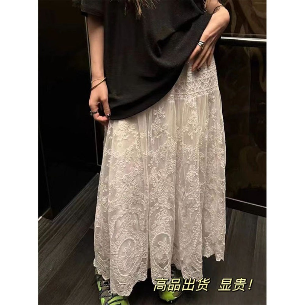 이너 속치마 레이스 스커트 바캉스 코디룩 캐주얼 하이웨스트 쉬폰 JIKTEM BW4032323