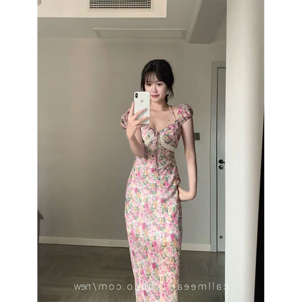 장미꽃 원피스 서스펜더 롱원피스 바캉스 동남아여행 JIKTEM WD4040903