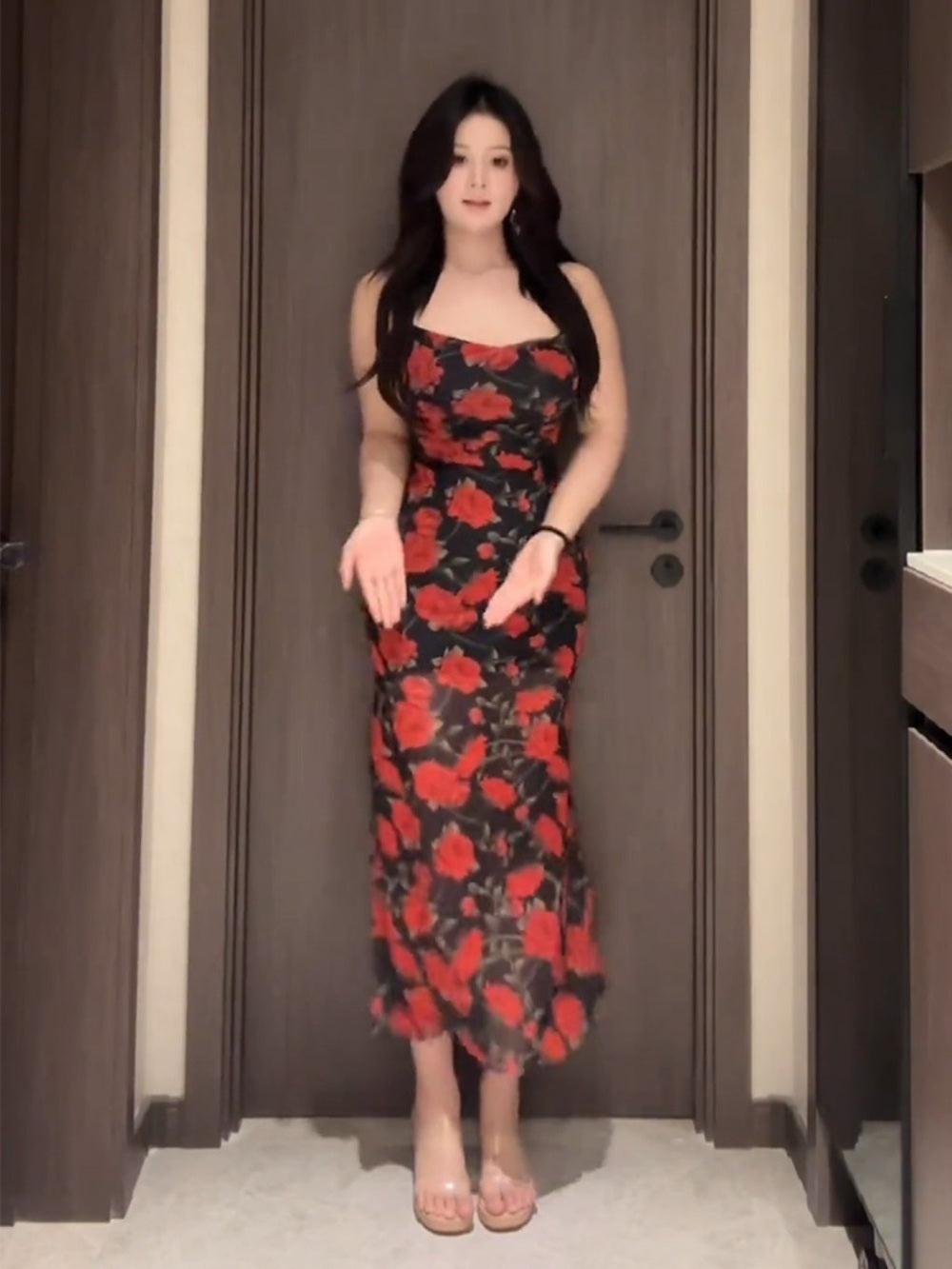 빅사이즈 장미꽃 원피스 바캉스 롱원피스 플라워 바캉스 휴양지룩 JIKTEM WD4040902