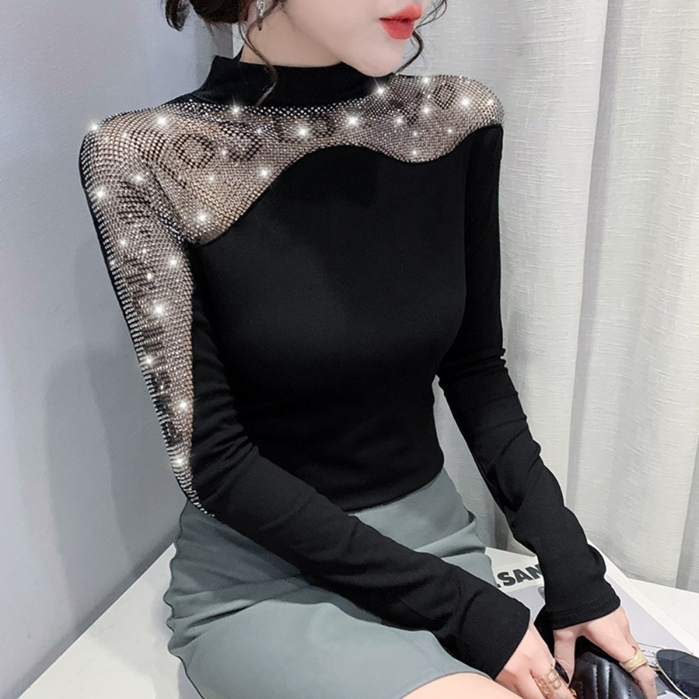 라틴댄스복상의  긴팔 시스루 블링 취미 발레복 무용복 스포츠댄스복 JIKTEM BW4041502