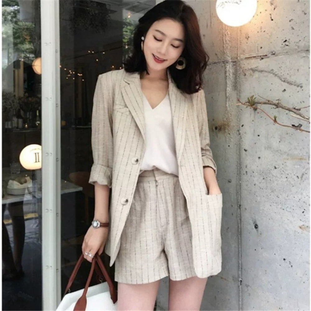린넨자켓 반바지 투피스 정장 캐주얼 루즈킷 블레이져 JIKTEM BW4041716