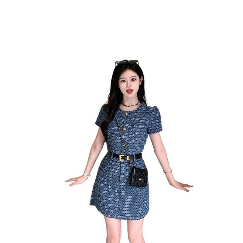 빅사이즈 데님원피스 반팔 청 원피스 캐주얼룩 JIKTEM BJ4080402