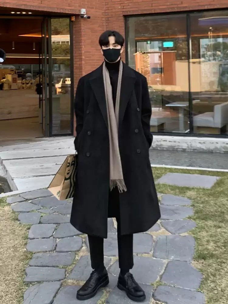 남자 캐시미어 혼방 모직 더블 롱 코트 빅사이즈 JIKTEM BD4100807