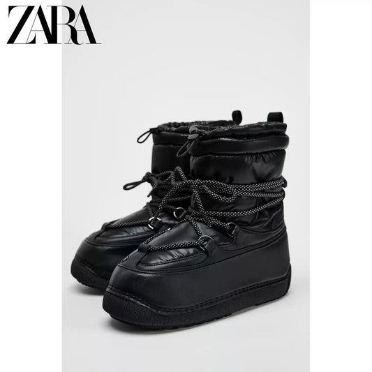 ZARA 정품 패딩 스키 스노우부츠 블랙 통굽 키높이 JIKTEM WD4121920